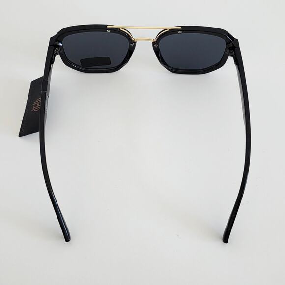 House of Harlow 1960 Black & Gold Squared Oval Double Bridge Sunglasses 100% UV main image 3